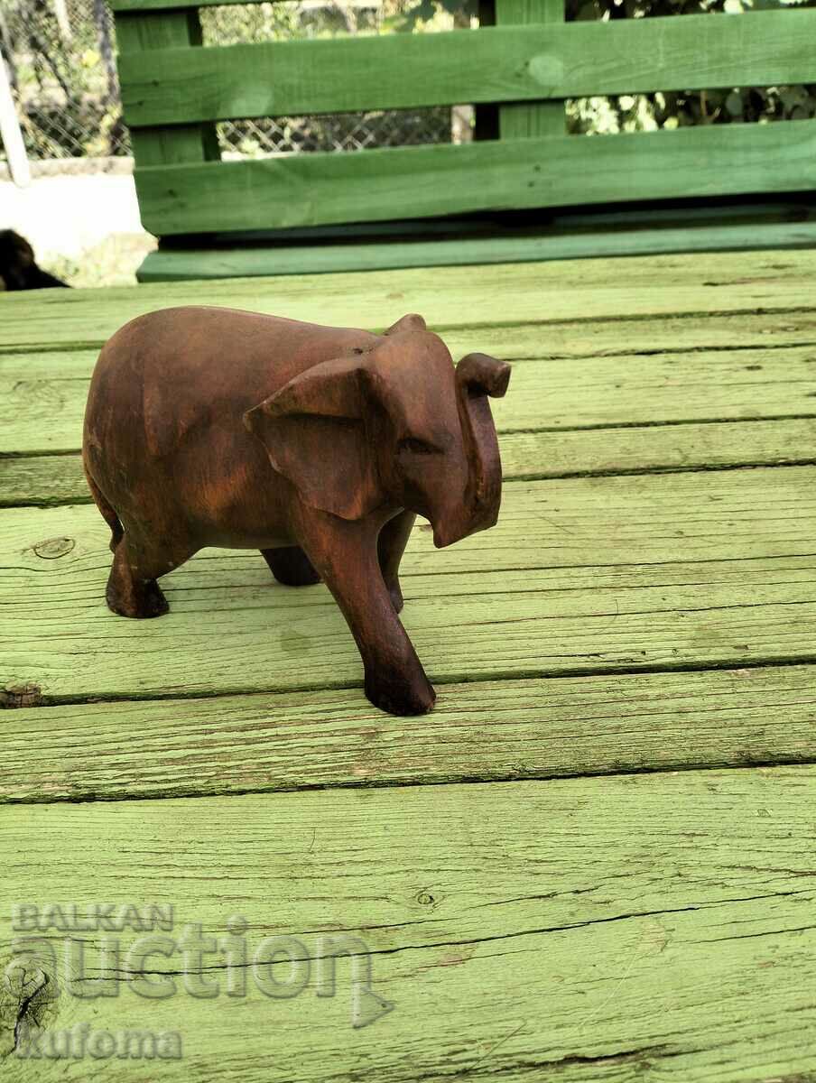 A wooden elephant
