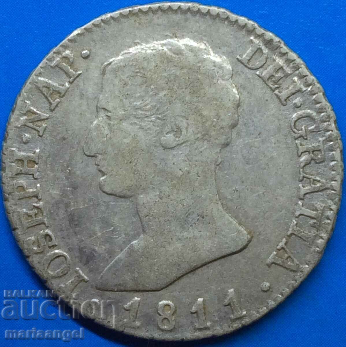 Jose Napoleon 4 Reales 1811 Spain Madrid Silver