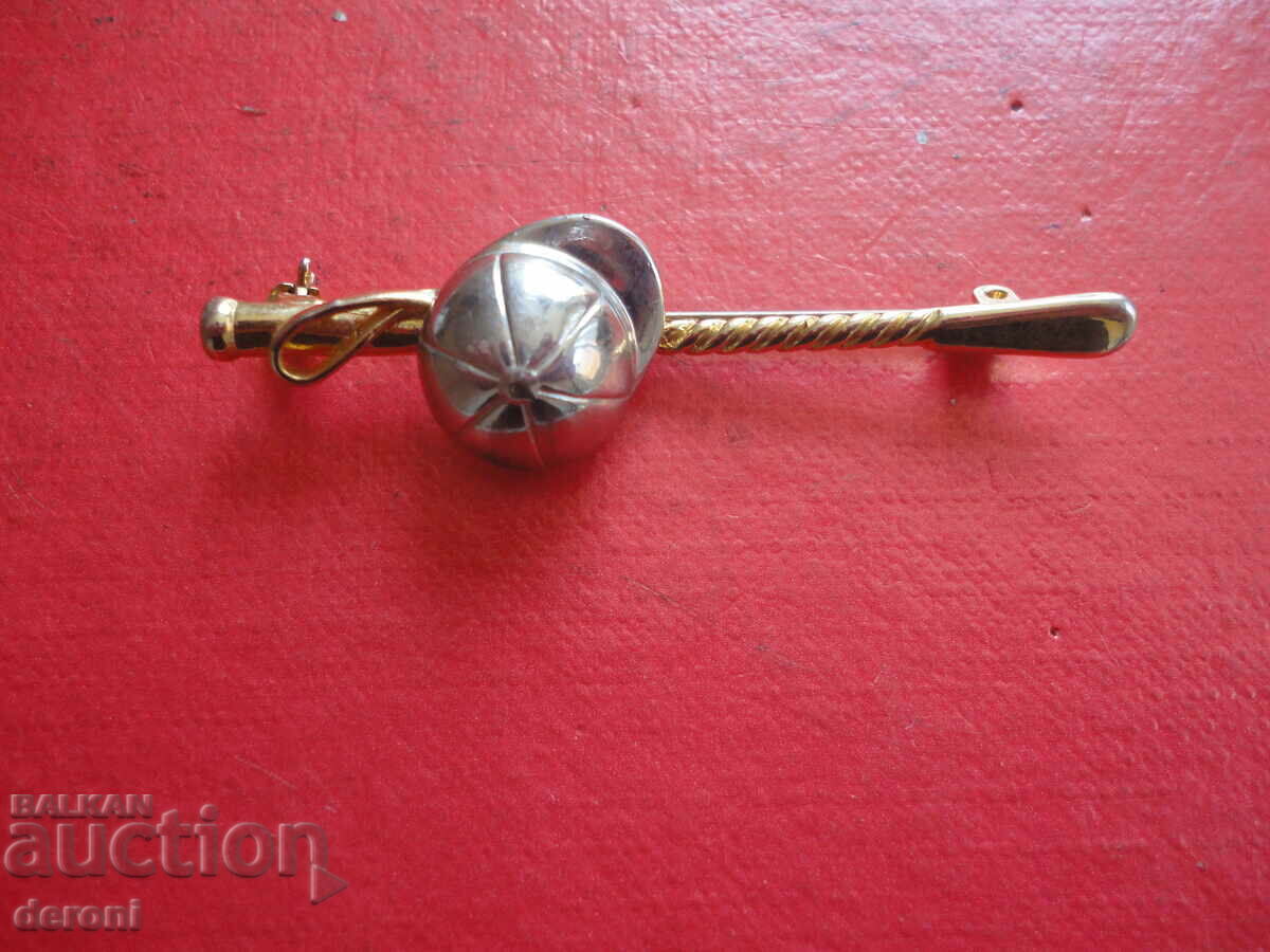 Gold Plated Badge Brooch Jockey Golf - 5 Gold Plated Badge Brooch Jockey Golf - 5