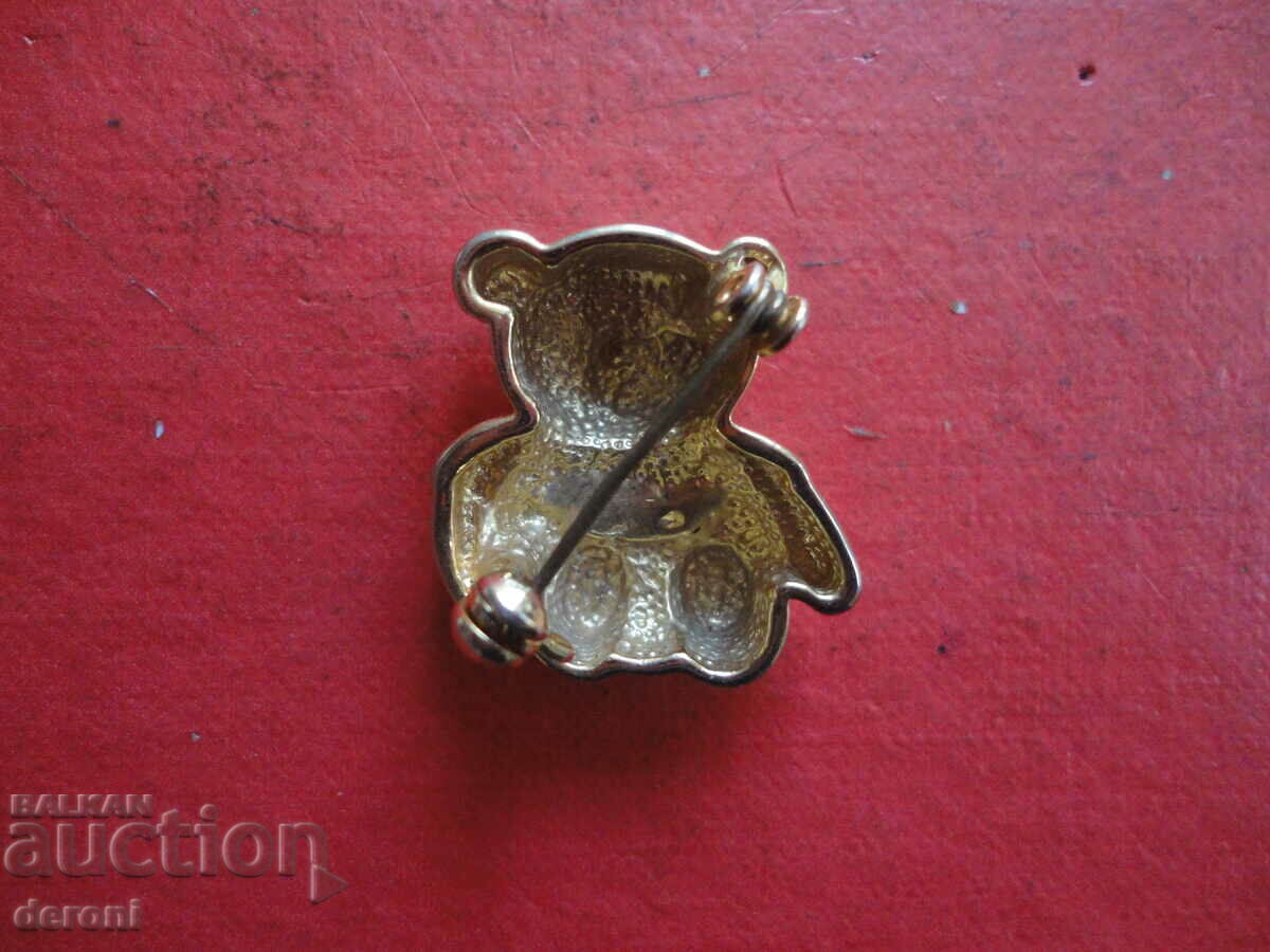 Auction Gold-plated brooch with stones bear 72 Auction Gold-plated brooch with stones bear 72