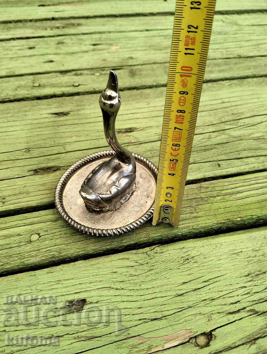 Auction Silver plated swan ring stand Auction Silver plated swan ring stand