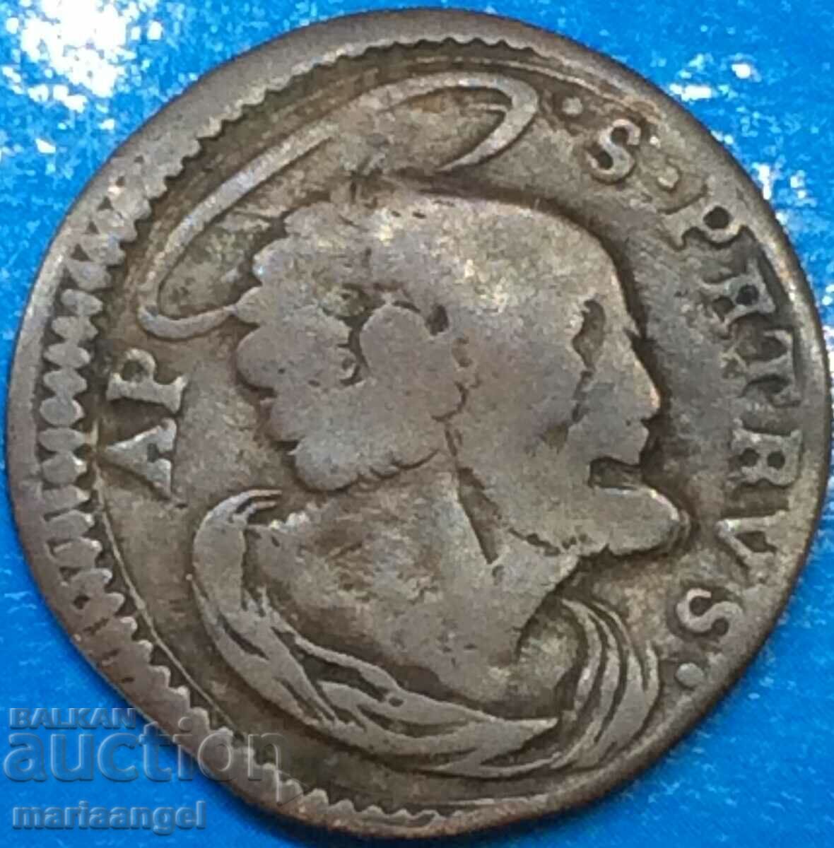Quattino Vatican Clement XII 1730-1740 St. Peter 2.3 years copper