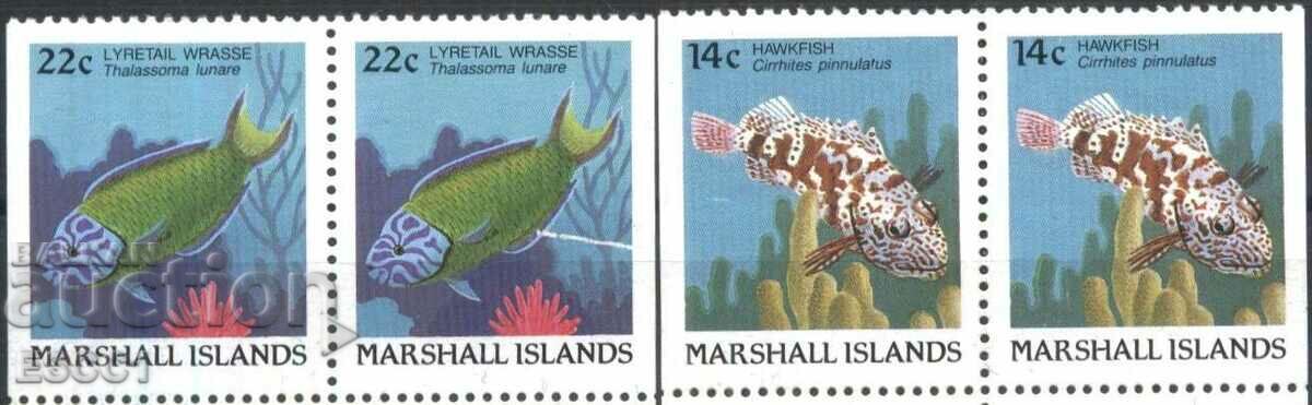 Чисти марки Морска Фауна Риби  1988  от Маршалови острови