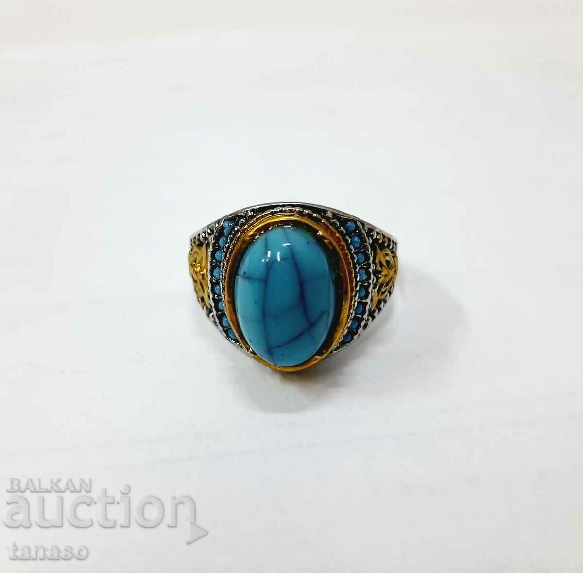 Ring with natural turquoise, silver plated with price 25.00 BGN | € 12.78