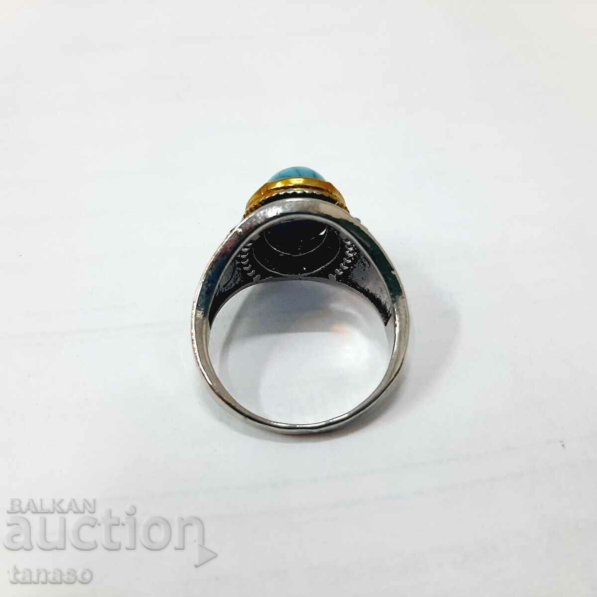 Delivery of Ring with natural turquoise, silver plated