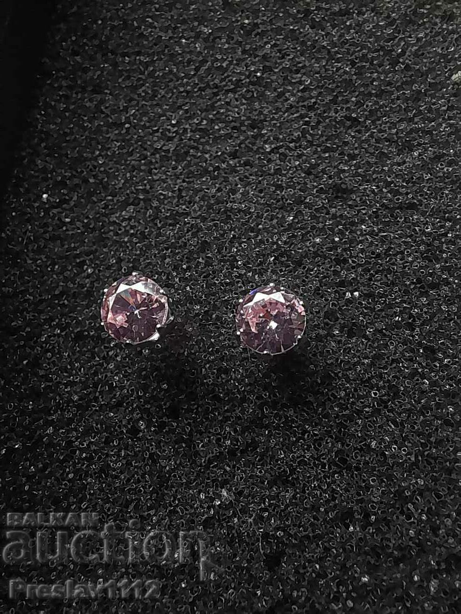 Ασημένια σκουλαρίκια με Ροζ Ζαφείρι 1,6 καρατίων