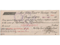 България - САЩ, Чек от 20 USD, гербова марка, 1922