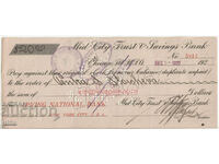 Bulgaria - USA, 20 USD check, 1922