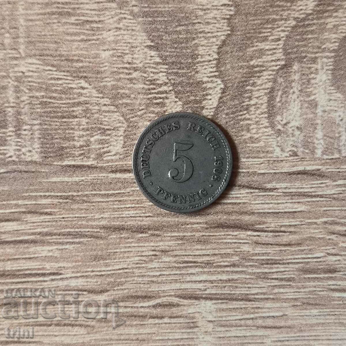 Germany 5 Pfennig 1906 'G' - Karlsruhe
