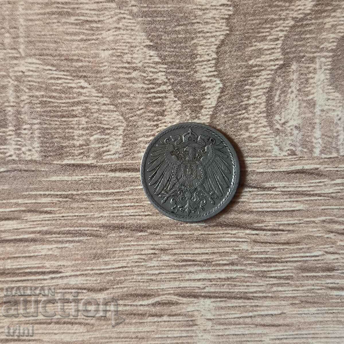 Germany 5 pfennig 1908 year 'F' - Stuttgart with price 4.00 BGN | € 2.05 Germany 5 pfennig 1908 year 'F' - Stuttgart with price 4.00 BGN | € 2.05