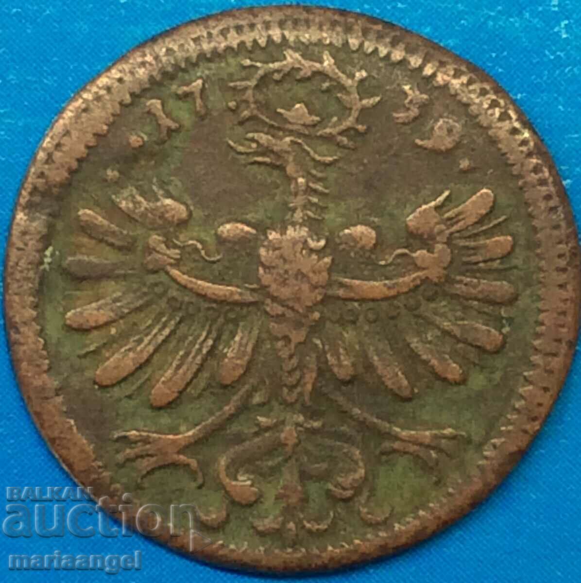 Austria-Hungary 1/2 soldo 1739 Imp. Charles VI Habsburg copper