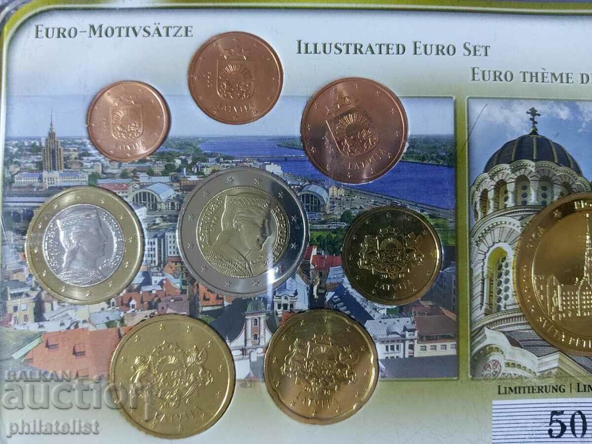 Латвия 2014 -Евро Сет серия от 1 цент до 2 евро + медал Рига с цена 25.00 лв. | € 12.78 Латвия 2014 -Евро Сет серия от 1 цент до 2 евро + медал Рига с цена 25.00 лв. | € 12.78
