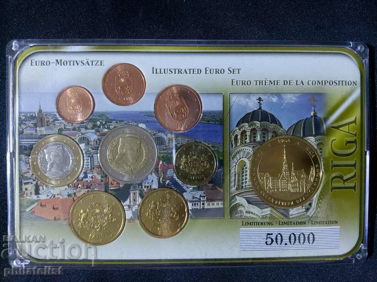 Λετονία 2014 - Σειρά Euro Set από 1 σεντ έως 2 ευρώ + μετάλλιο Ρίγα