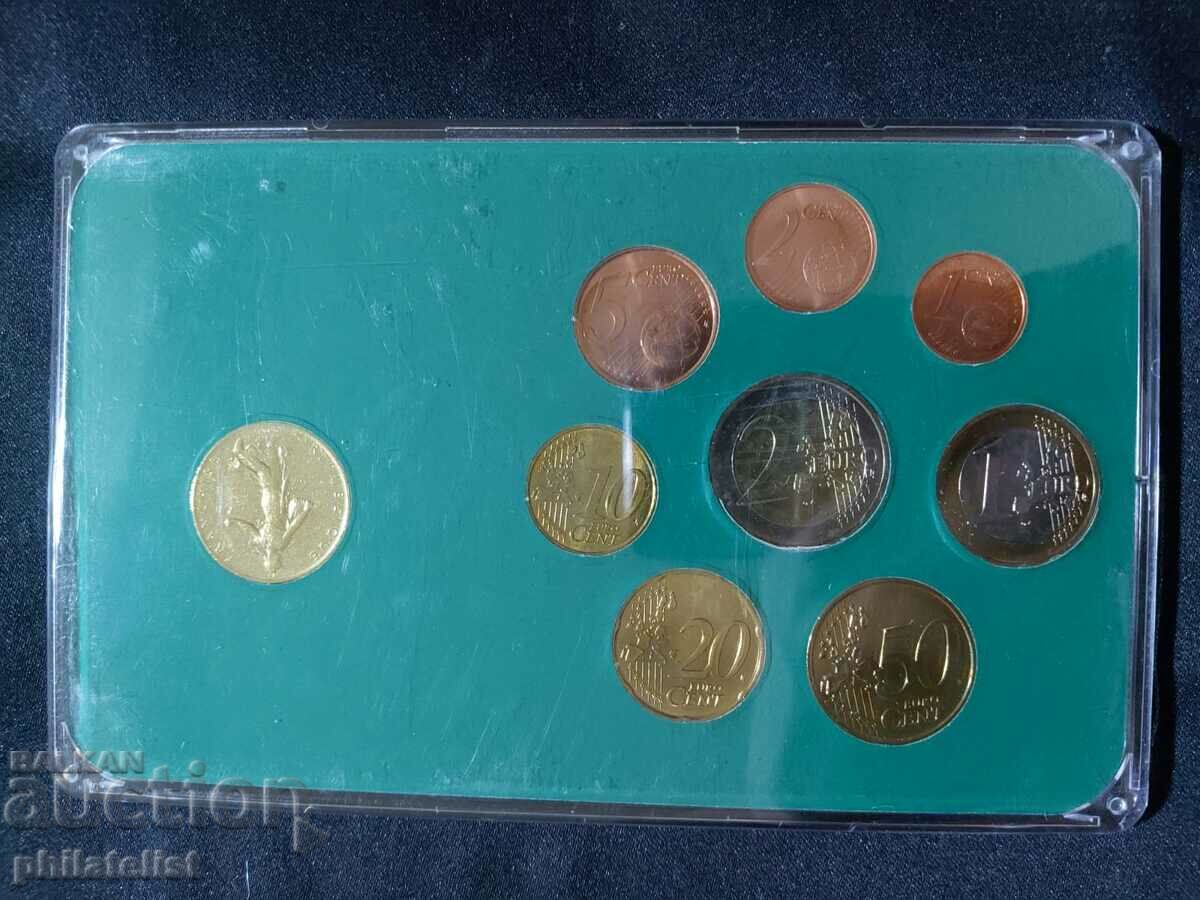Auction France 1999-2003 - Euro set + 1 franc 1960, 9 coins Auction France 1999-2003 - Euro set + 1 franc 1960, 9 coins