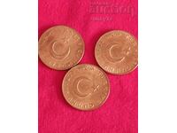 Lot de monede rare 1973 Turcia 10 Kurus 3 buc