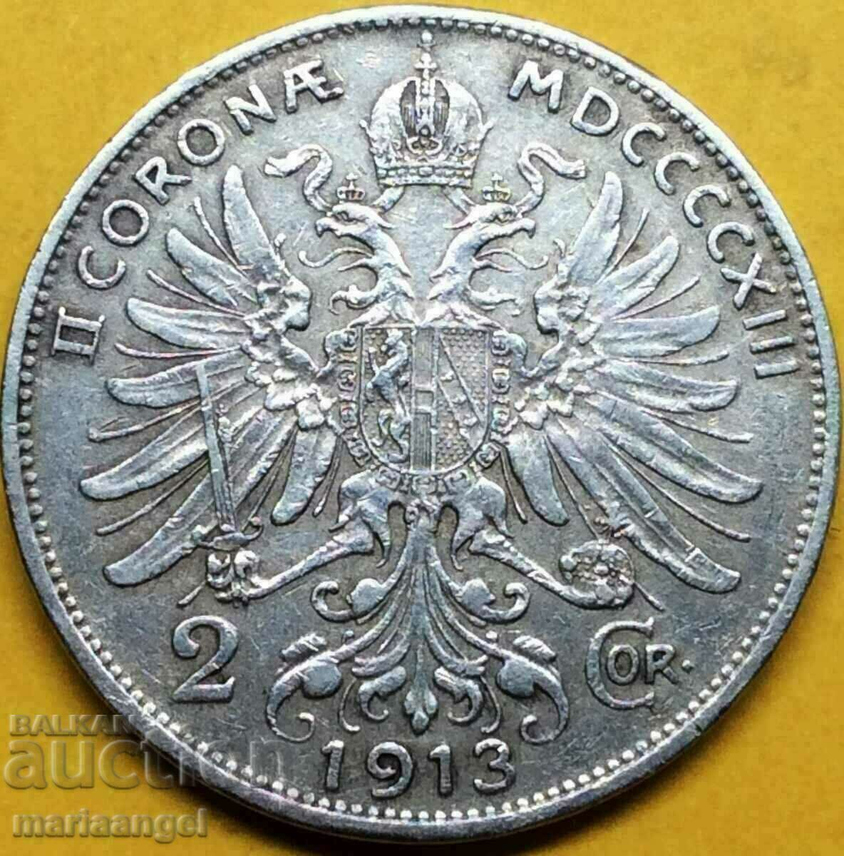 2 coroane 1913 Austria Franz Joseph argint