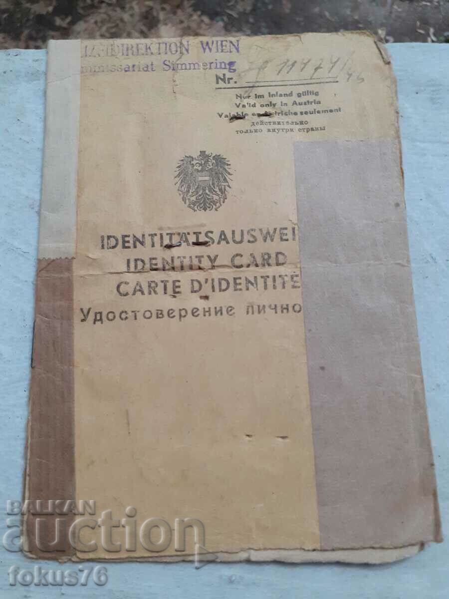 Old passport Austria Vienna - original