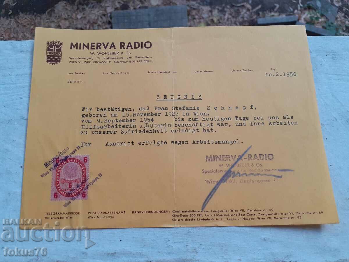 Стар документ Minerva Radio
