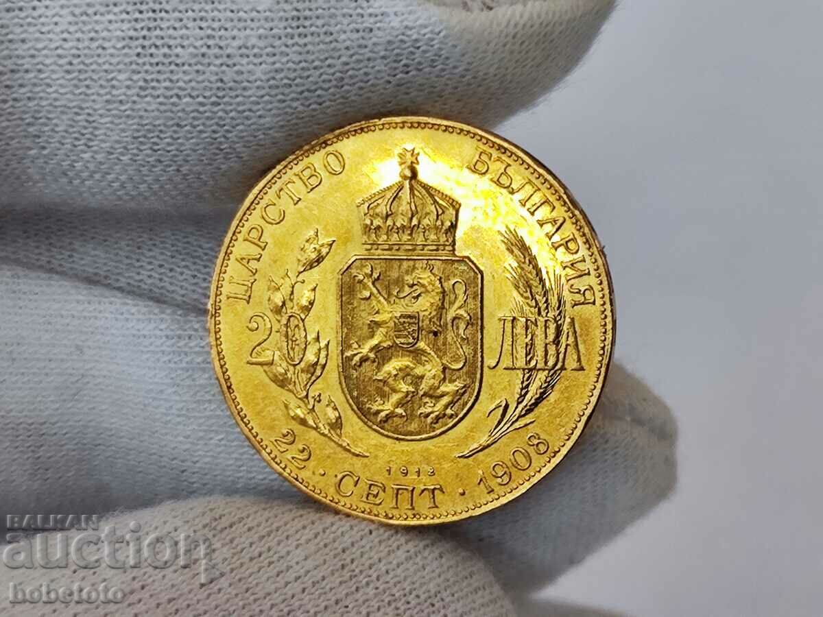 Monedă de aur 20 BGN 1912