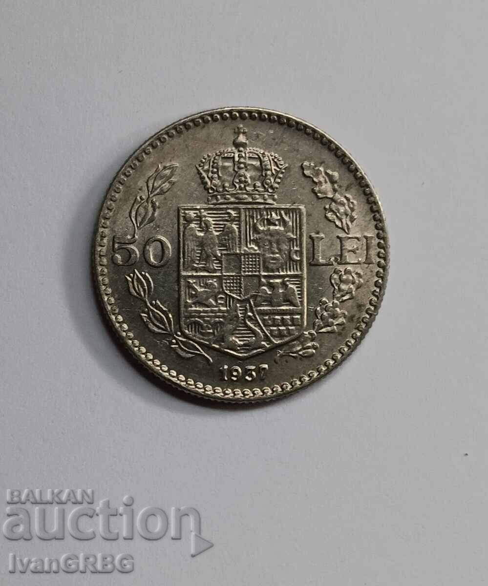 50 lei 1937 Romania Regele Carol al II-lea, moneda romaneasca RARA