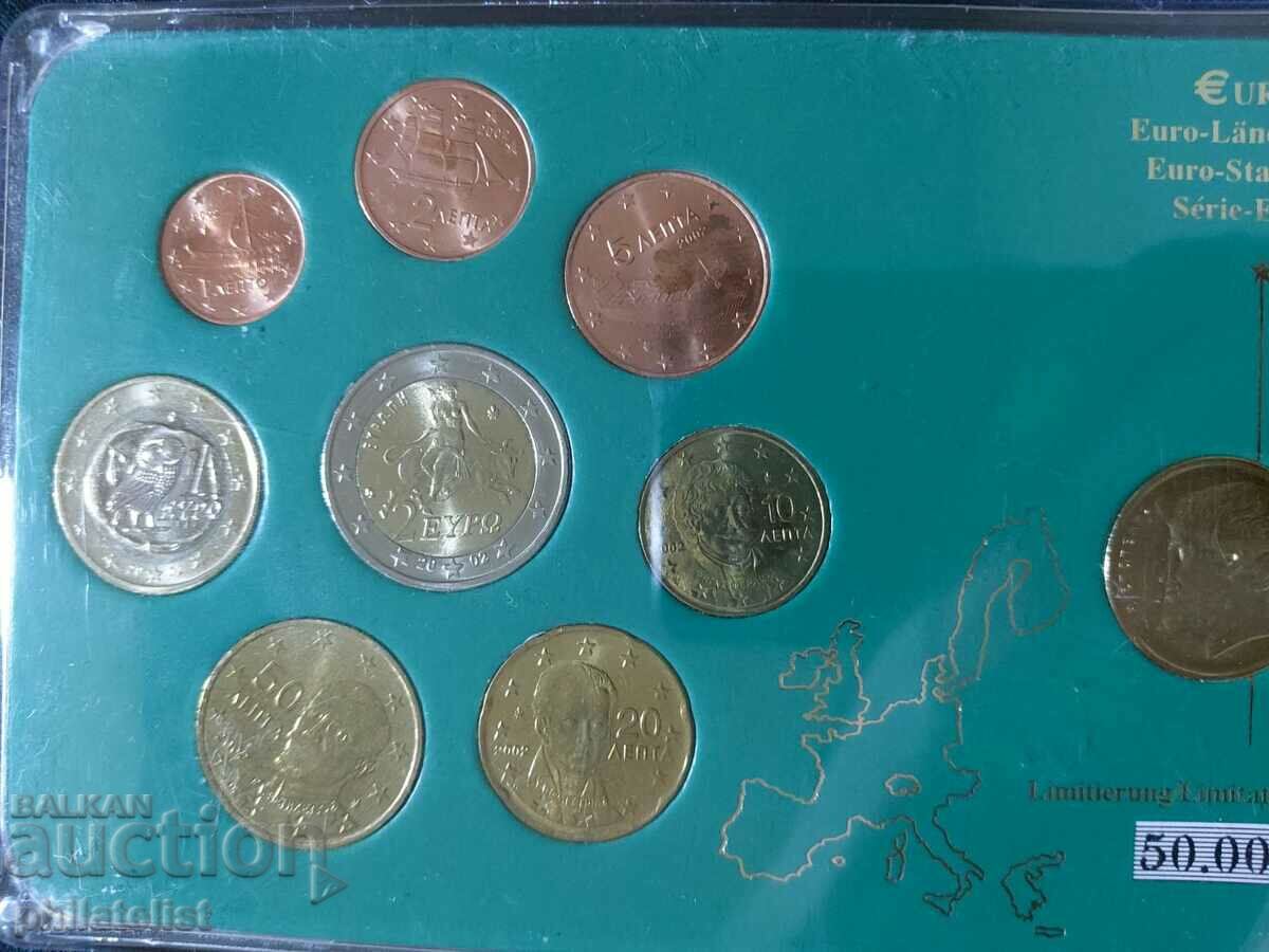 Grecia 2002 - Euro stabilit de la 1 cent la 2 euro + 5 drahme 1984 cu preț 23.00 BGN | € 11.76