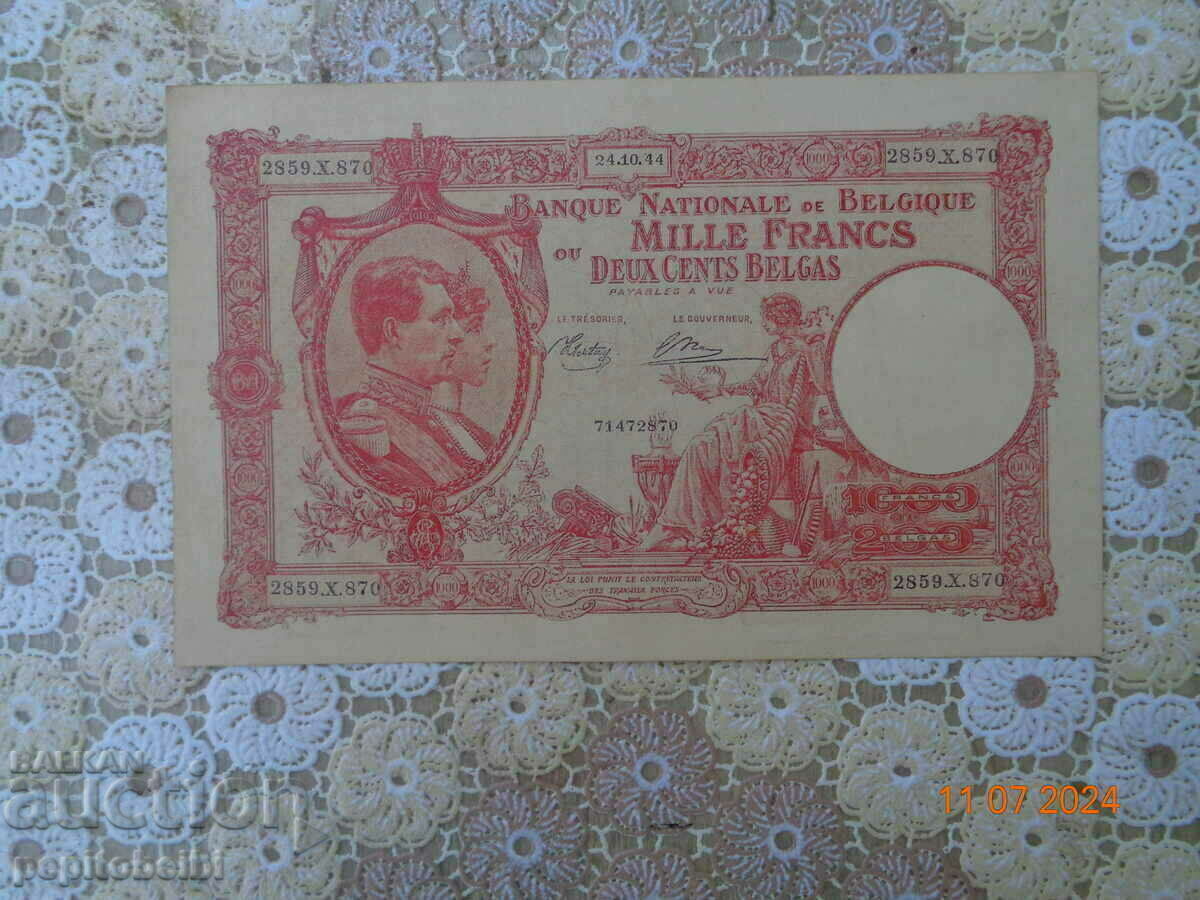 Belgia destul de rară 1941 1000 fr. .- Copie bancnotă - 5