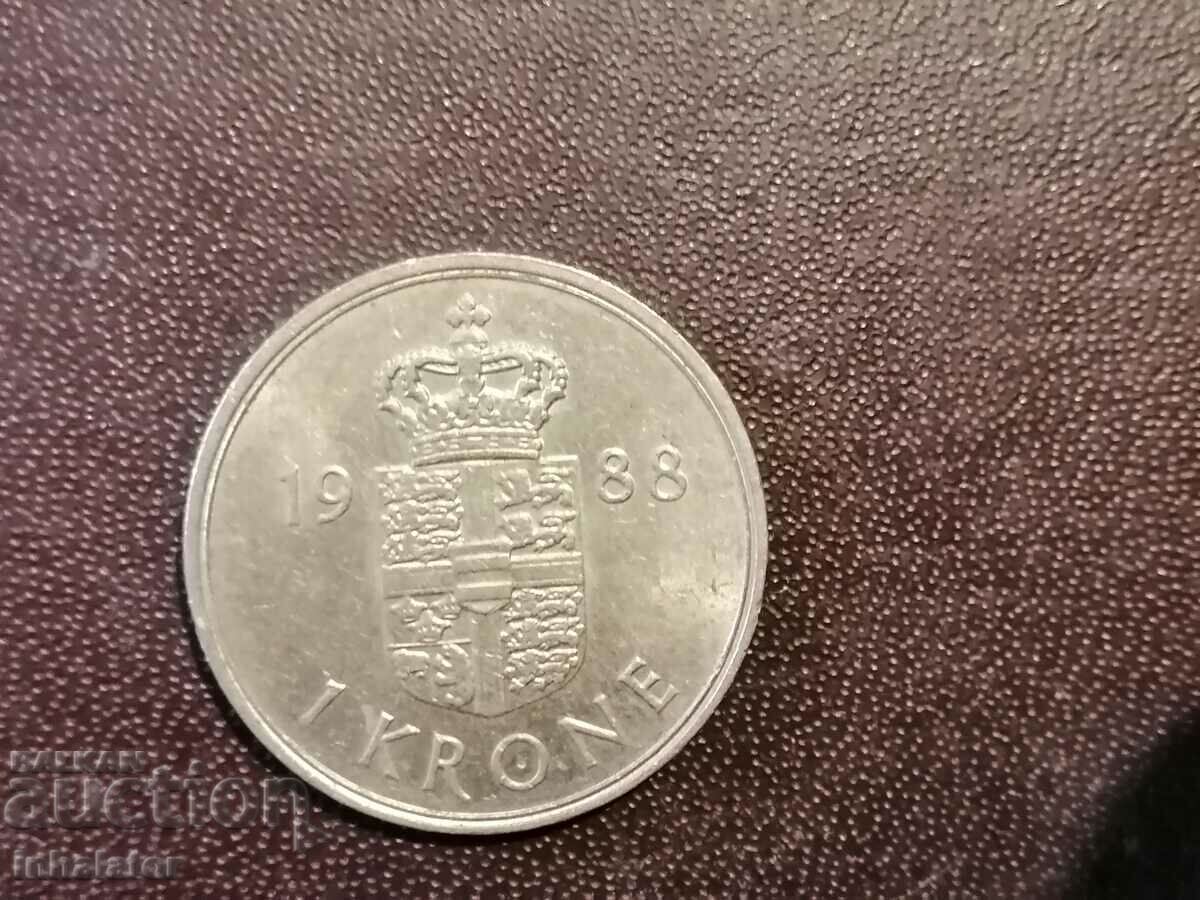 1988 1 coroană Danemarca