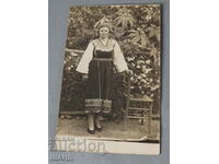 Old postcard Photo of a woman in folk costume