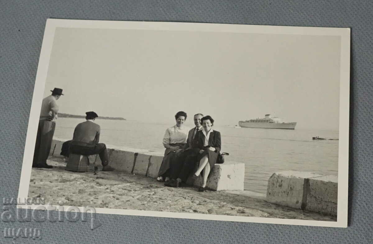 Стара Пощенска картичка Снимка пристанище кораб