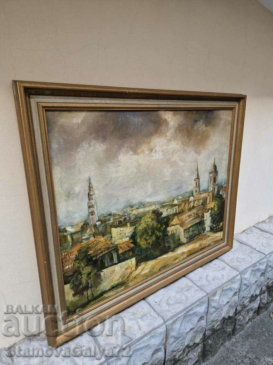 Δημοπρασία Παλιά αντίκα ελαιογραφία σε καμβά