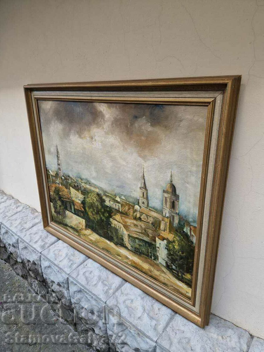 Παράδοση Παλιά αντίκα ελαιογραφία σε καμβά