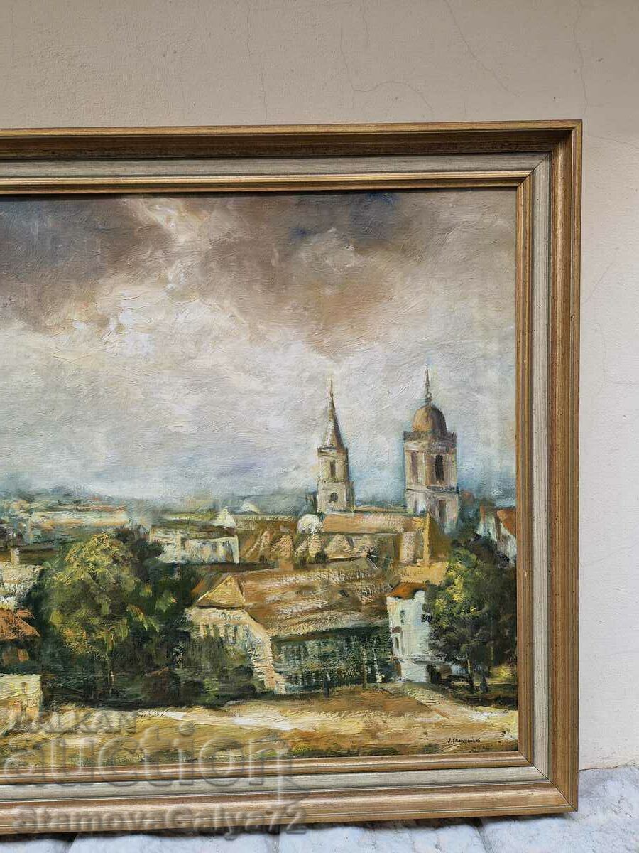 Παλιά αντίκα ελαιογραφία σε καμβά - 5