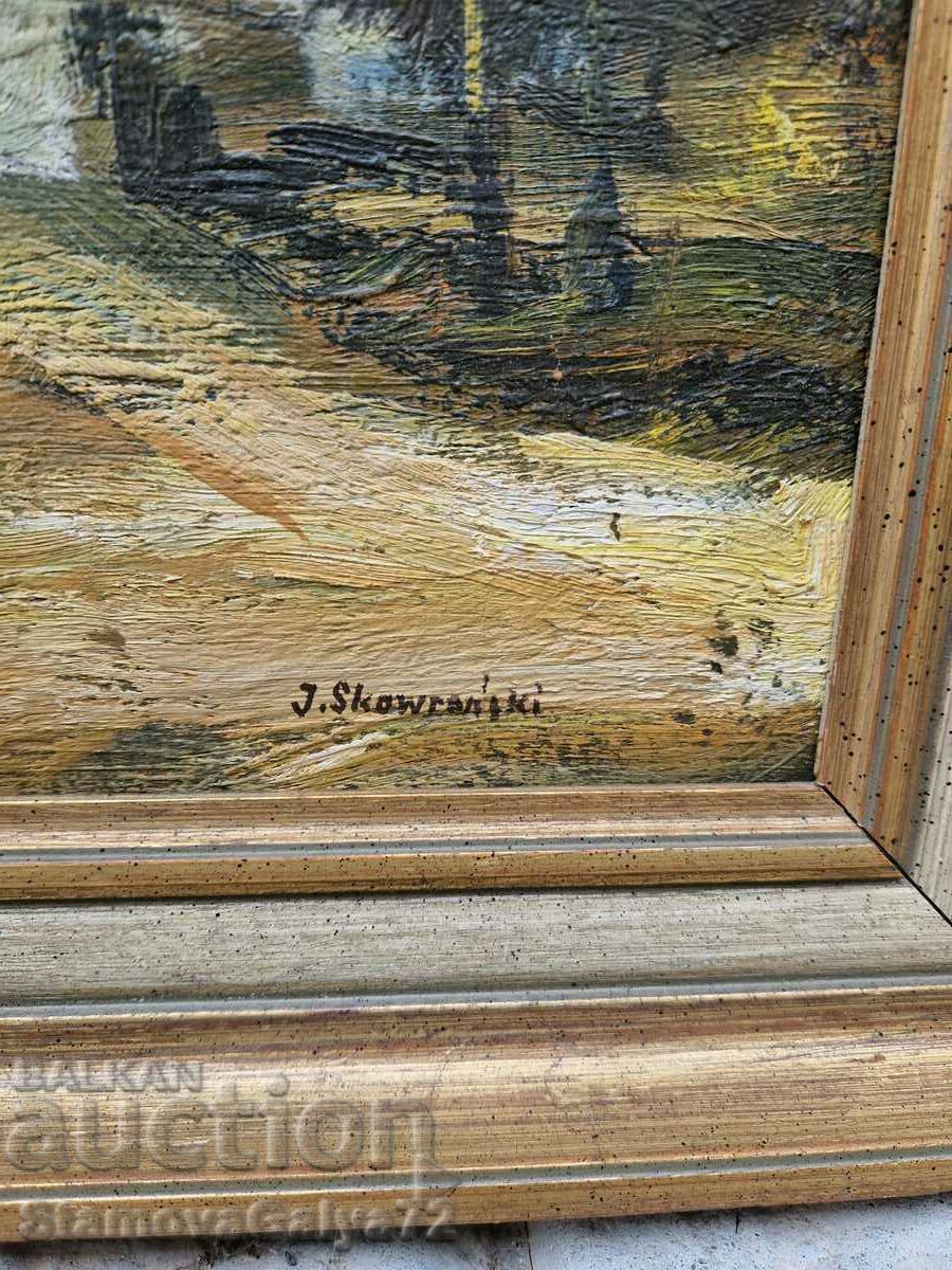 Παλιά αντίκα ελαιογραφία σε καμβά - 7