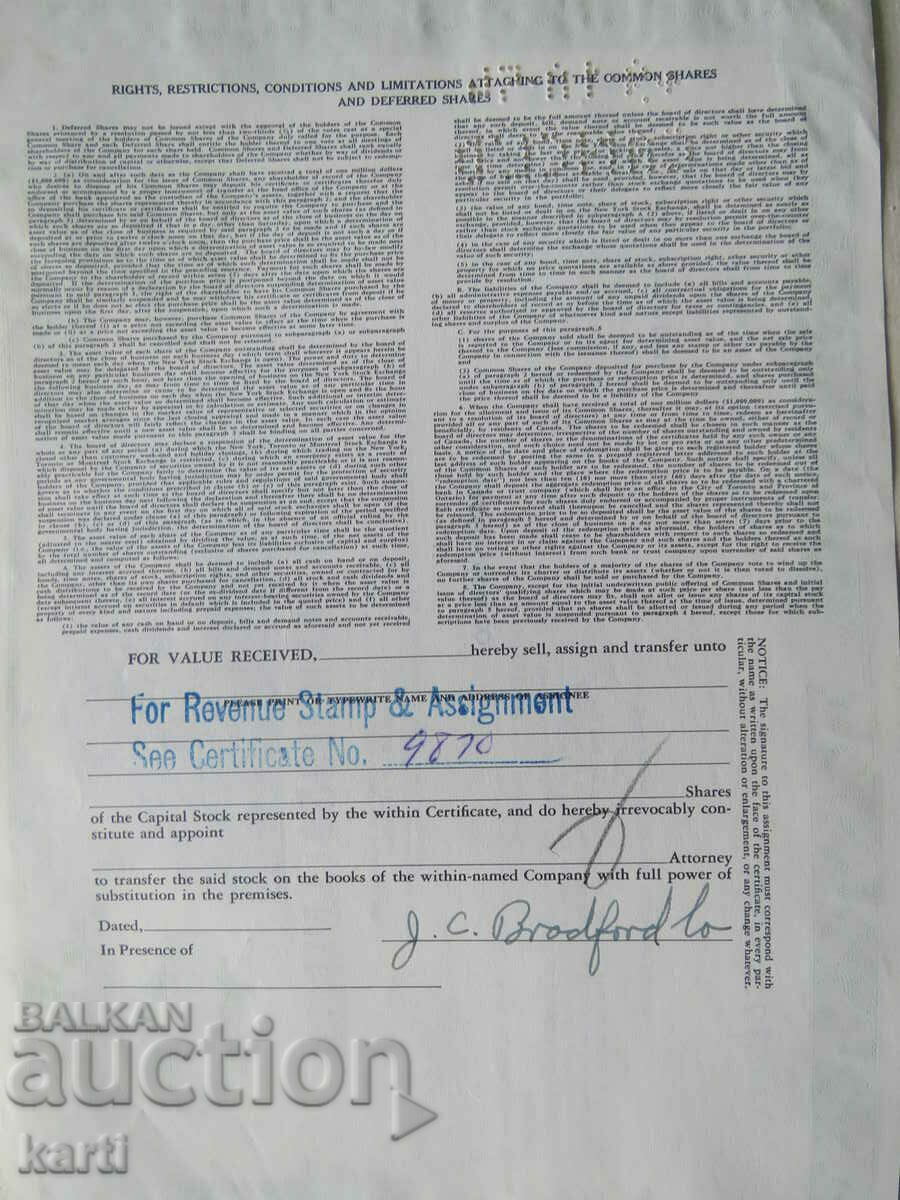 STOCK - FOND GENERAL CANADA - 1954 - EXCELENT - 5 STOCK - FOND GENERAL CANADA - 1954 - EXCELENT - 5