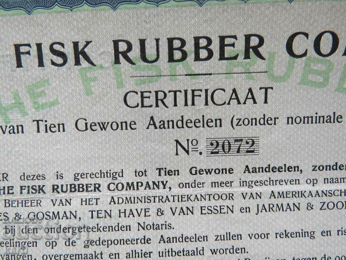 Licitație STOC - SUA - Fisk Rubber Company - 1924 Licitație STOC - SUA - Fisk Rubber Company - 1924