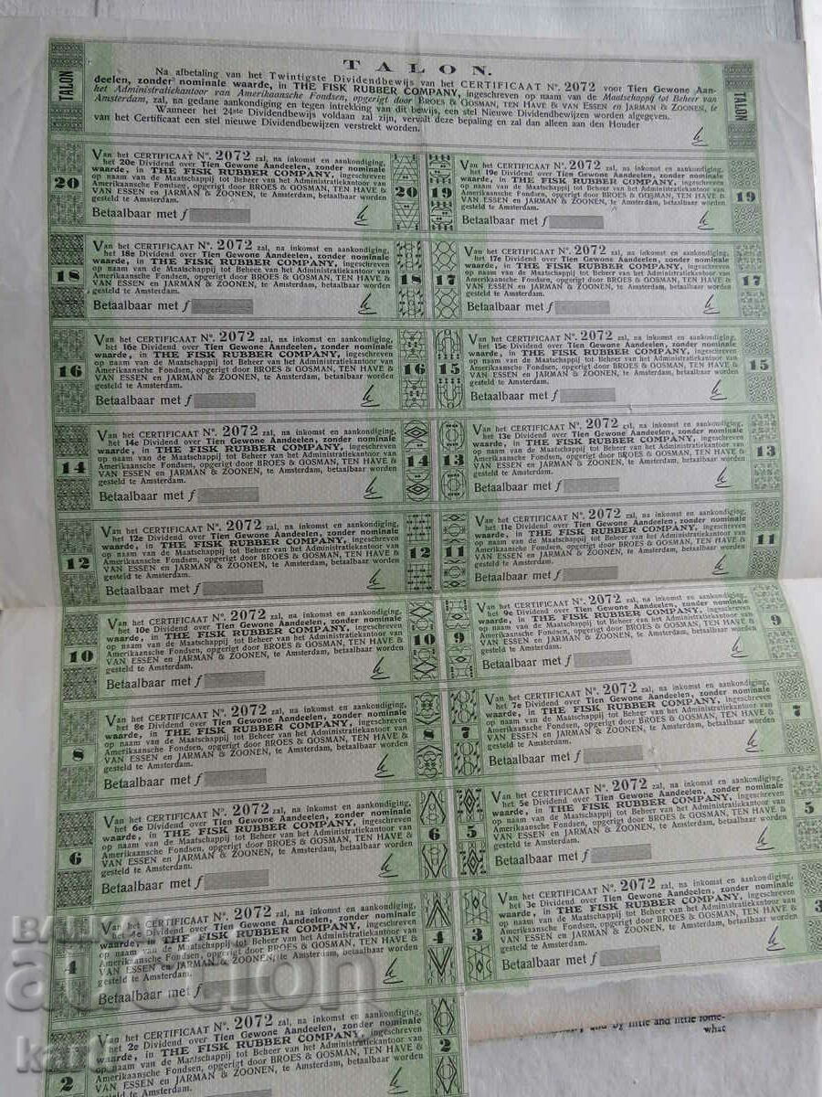 ACȚIUNE - SUA - Fisk Rubber Company - 1924 + - 5 ACȚIUNE - SUA - Fisk Rubber Company - 1924 + - 5