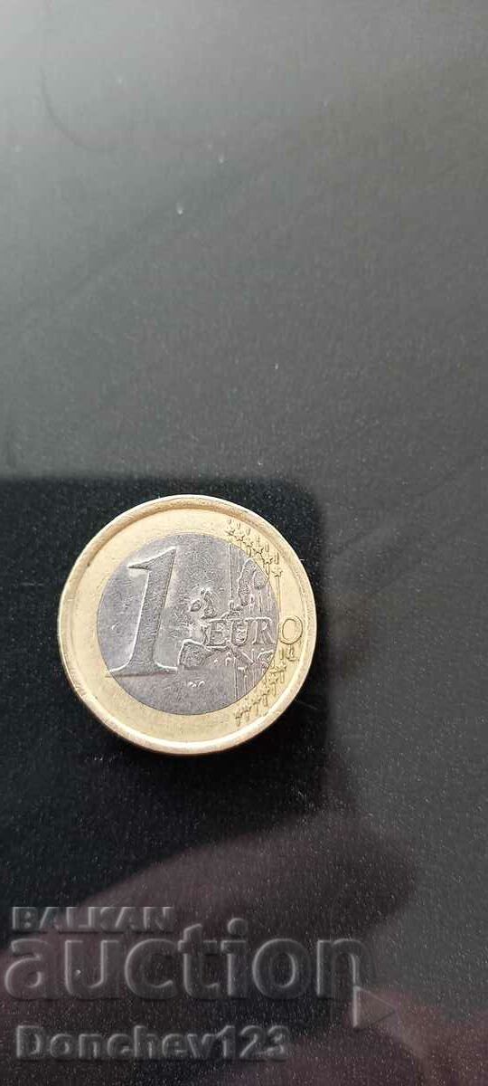 Монета 1 евро Италия 2002 г. Витрувиански човек