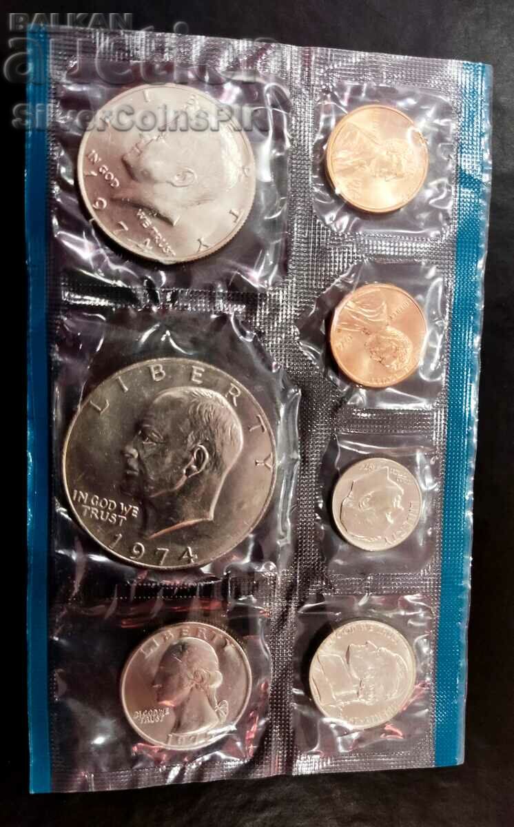 Сет Разменни Монети 1974 САЩ Без Марка