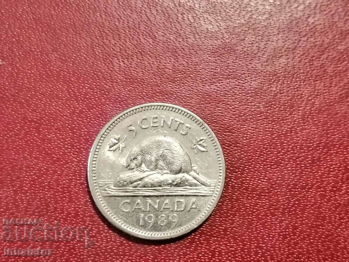 1989 год 5 цента Канада