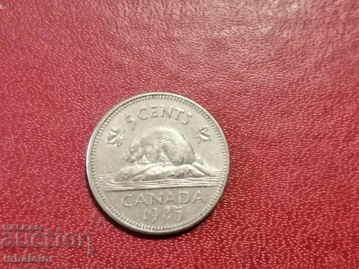1985 год 5 цента Канада