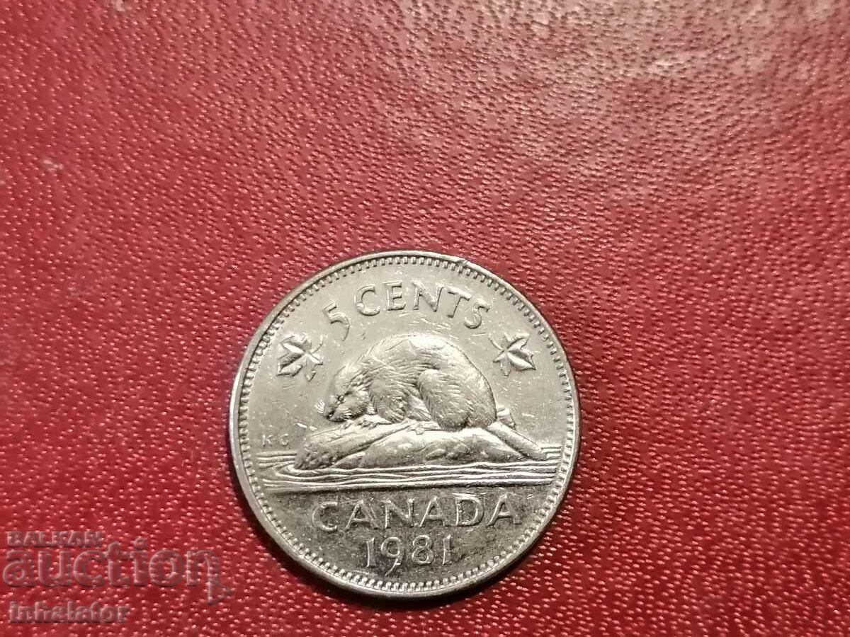 1981 год 5 цента Канада