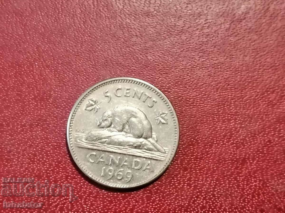 1969 год 5 цента Канада
