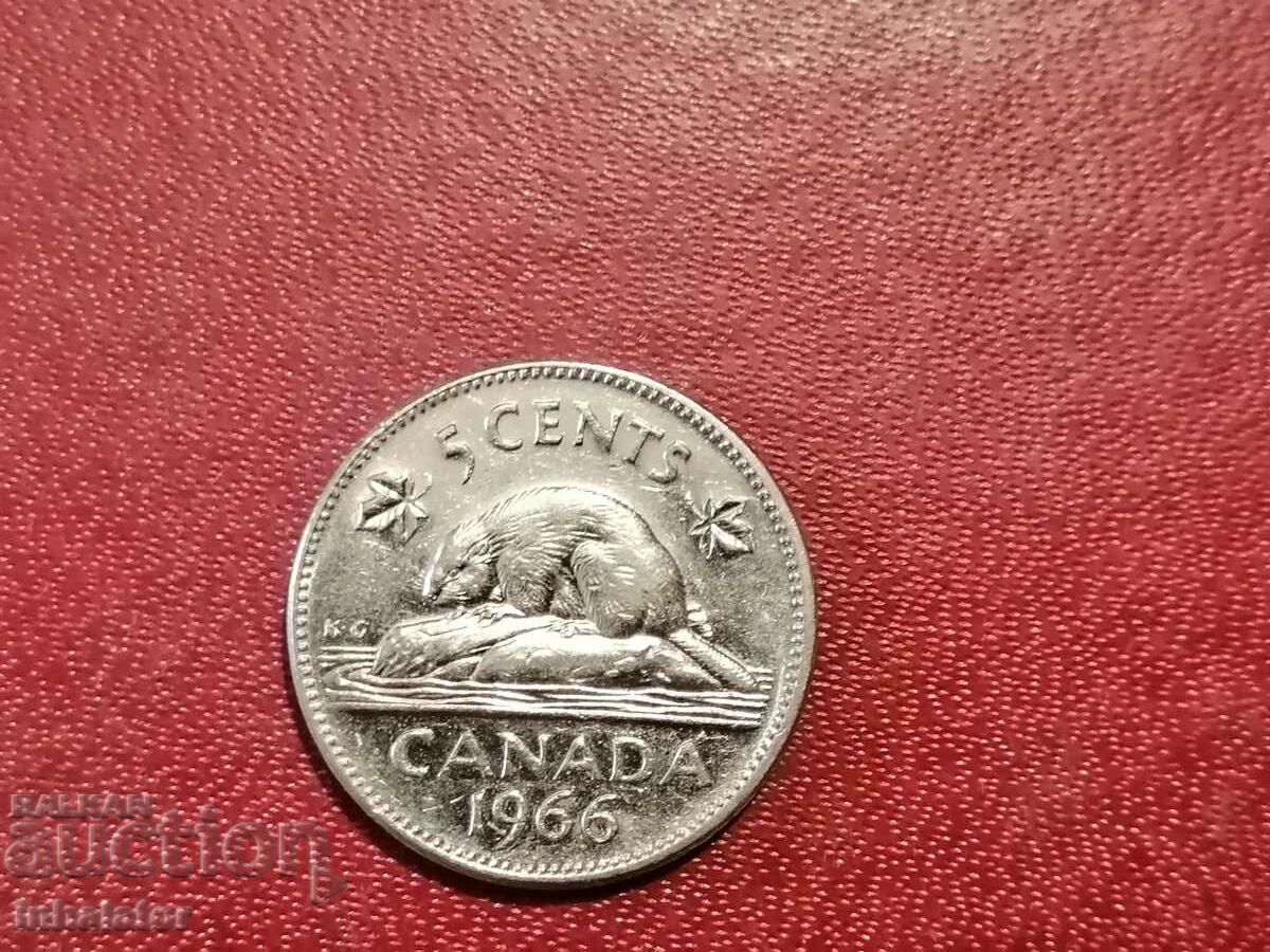 1966 год 5 цента Канада