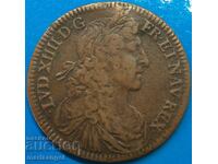 Франция Луи XIV 1660 Мария Терезия Мариаж 5,4г 27,5мм Cu