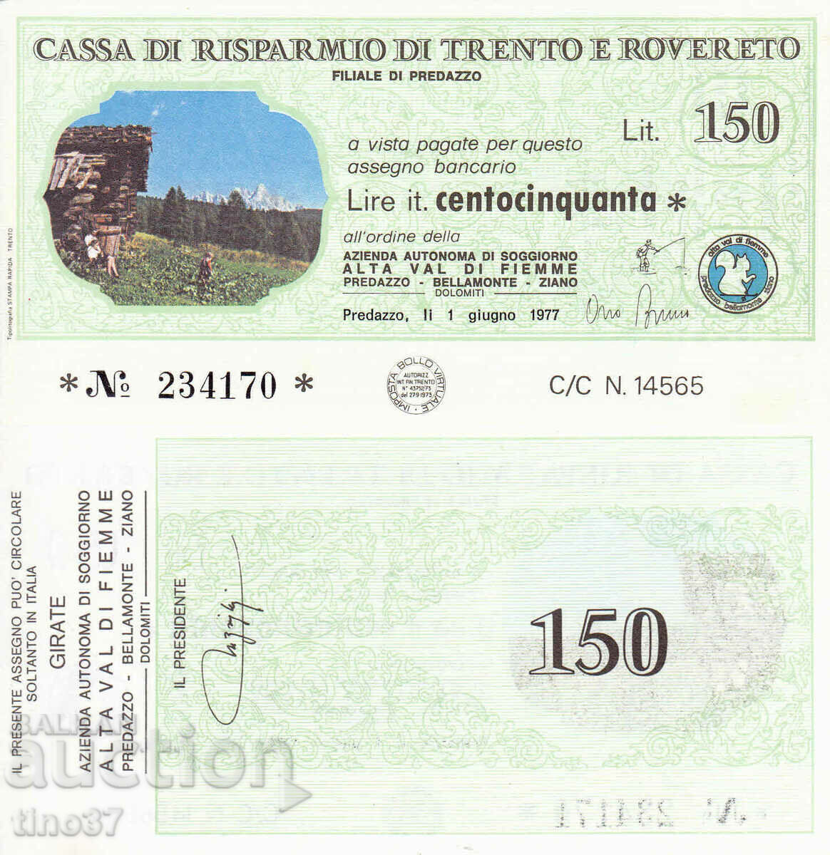 tino37- ITALIA - CEC/VOUCHER, COUPON/- 150 LIRE - 1977- UNC