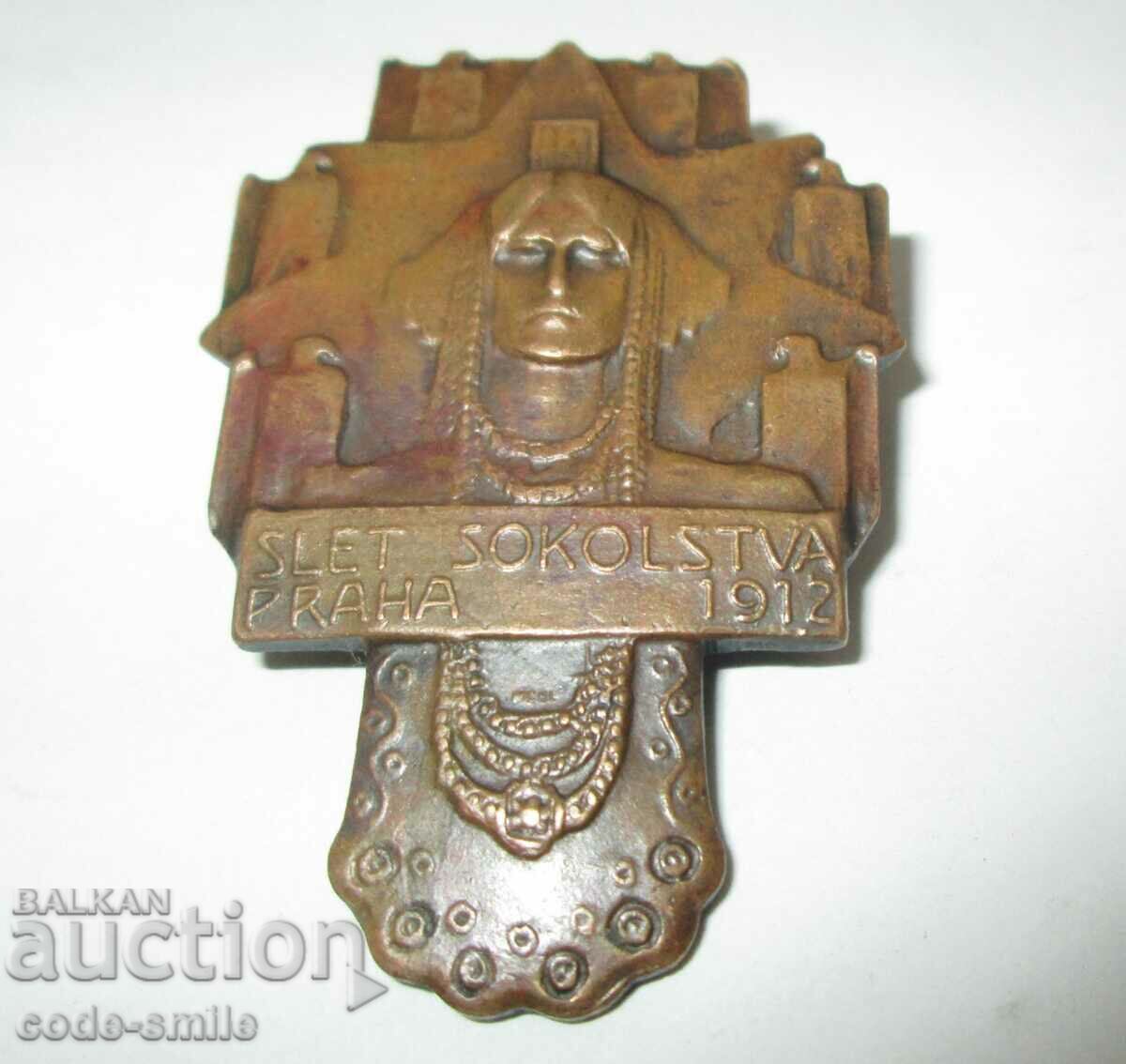 Veche insignă a Adunării Tineretului Sokolsky Praga 1912 - 5 Veche insignă a Adunării Tineretului Sokolsky Praga 1912 - 5