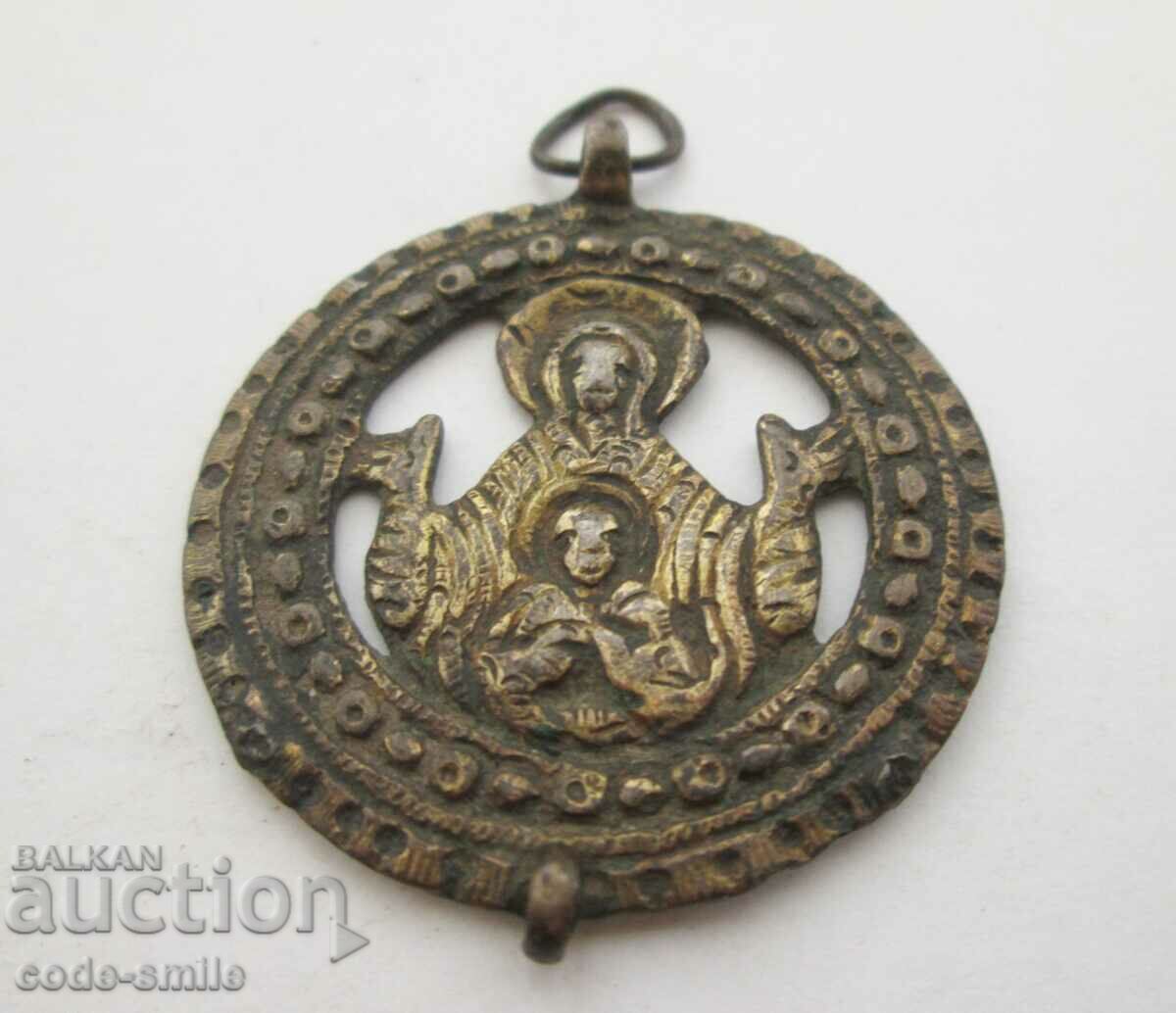 Стар възрожденски религиозен накит сребро чудотворна икона