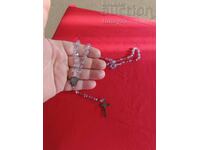 OLD CATHOLIC NECKLACE - CRYSTAL ROSARY WITH CRUCIFIX