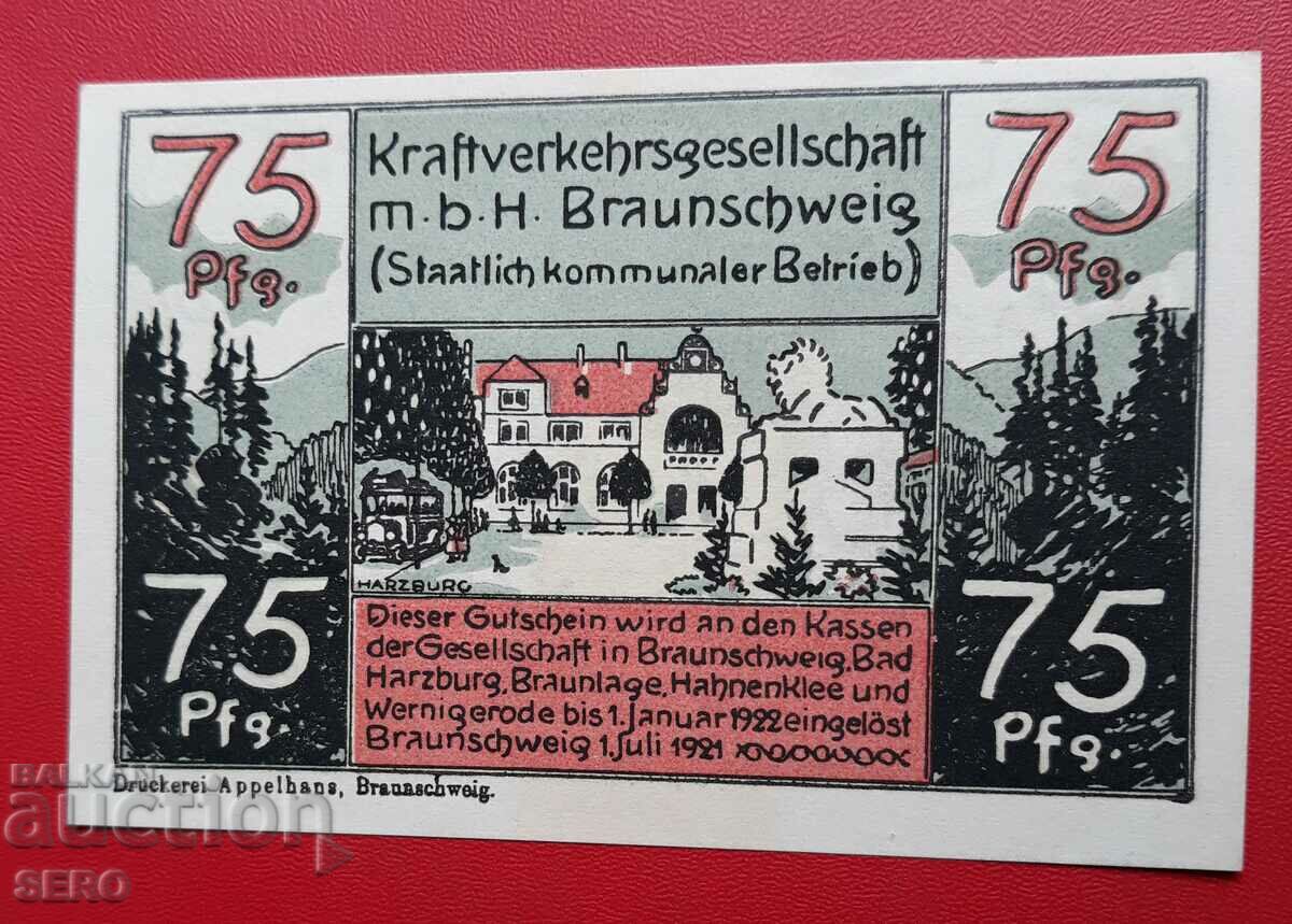 Τραπεζογραμμάτιο-Γερμανία-Braunschweig-75 pfennig 1921