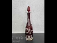 Engraved carafe - Bohemia in ruby color. #5716